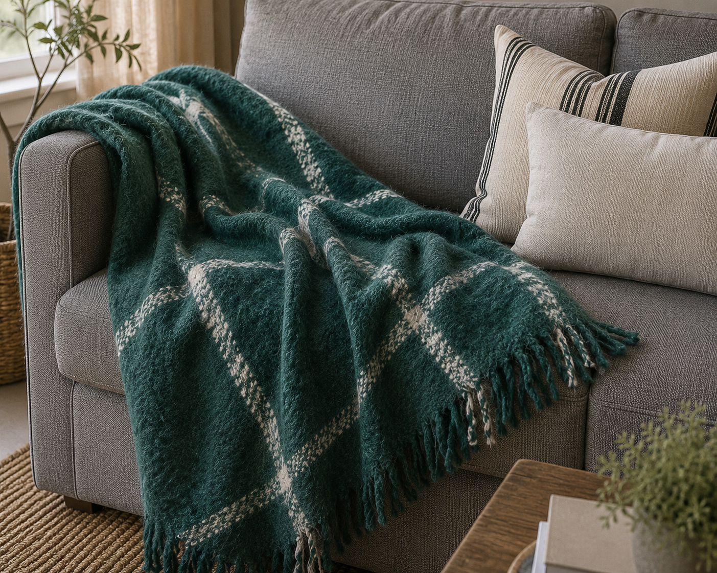 Woodland Emerald Check Throw