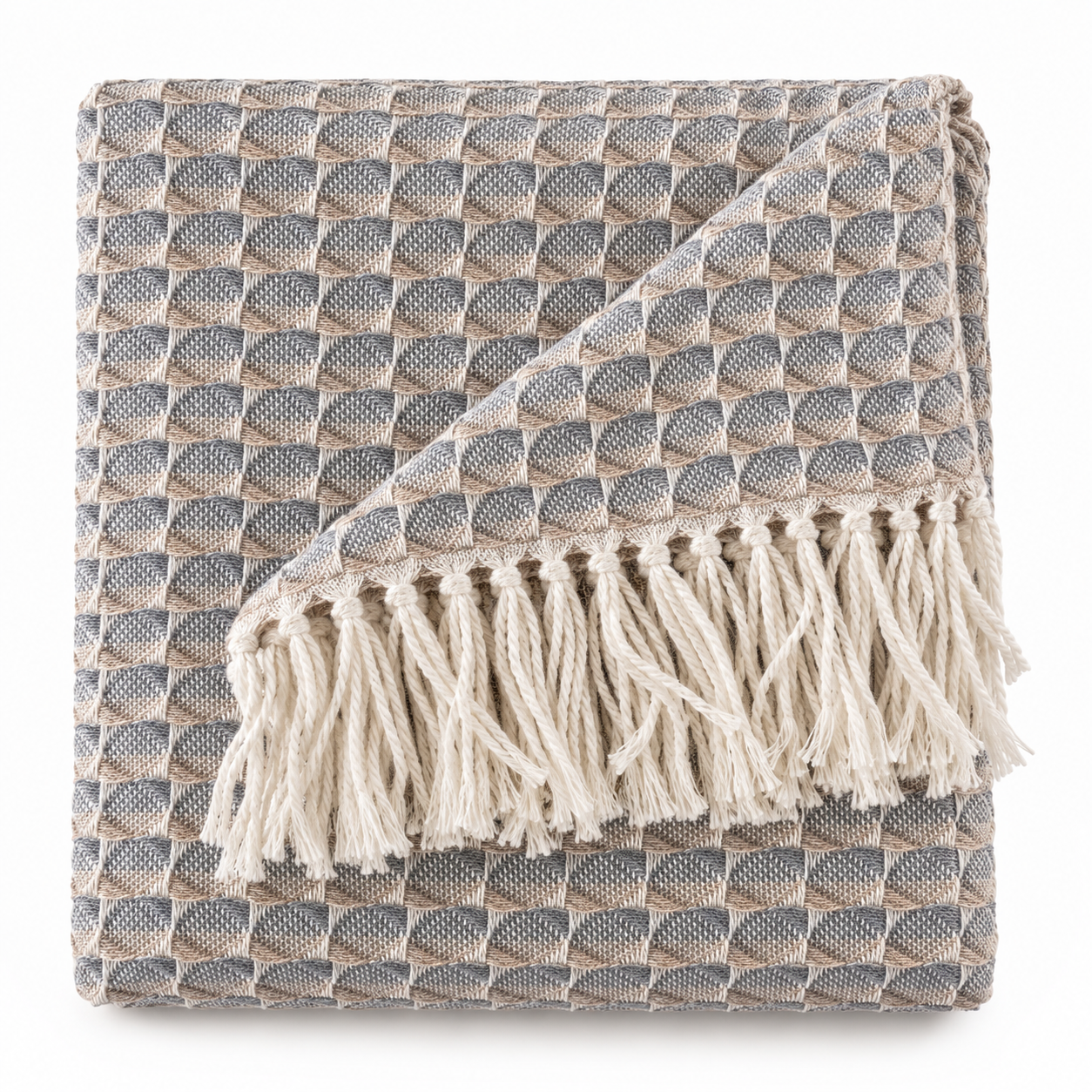 Pebble & Oat Cotton Blanket Throw