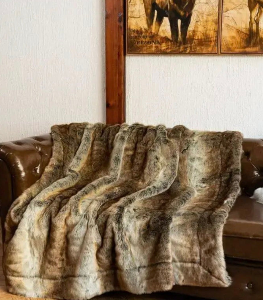 Platinum Frost Fox Luxe Fur Blanket Throw